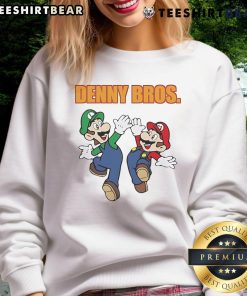 Nice Denny Bros Mario and Luigi 11 sweatshirt featuring colorful graphics of iconic video game characters.