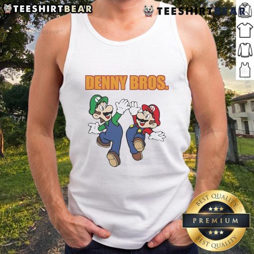 Nice Denny Bros Mario and Luigi 11 tank top featuring vibrant graphics of the iconic video game characters.