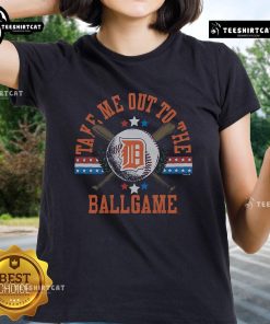 Nice Detroit Tigers Take Me Out To The Ballgame ladies tee featuring vibrant graphics for baseball fans.