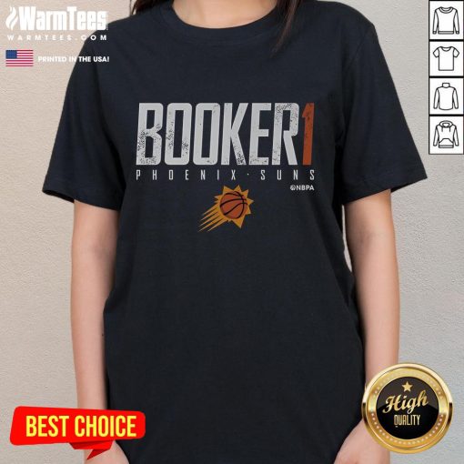 Stylish Devin Booker Phoenix Suns ladies tee, perfect for fans showcasing team spirit and love for basketball.