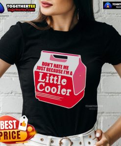 Stylish 'Don't Hate Me Because I'm A Little Cooler' cooling box ladies tee in vibrant colors, perfect for summer outings.