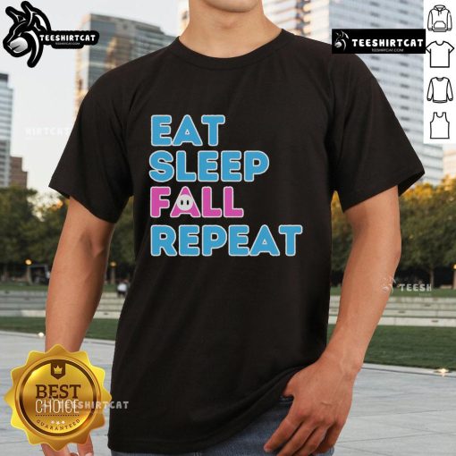 Alt Text: Nice Eat Sleep Fall Repeat Video Game Guys T-Shirt for gamers, showcasing a fun gaming lifestyle design.