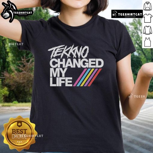 Alt Text: Nice Electric Callboy Tekkno Changed My Life Ladies Tee featuring vibrant design and comfortable fit for music lovers.