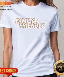 Nice Family Friendly Smiley Logo on a Ladies Tee, featuring vibrant colors and a cheerful design for casual wear.