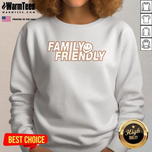 Family-friendly smiley logo sweatshirt featuring a vibrant design, perfect for casual outings and cozy family gatherings.