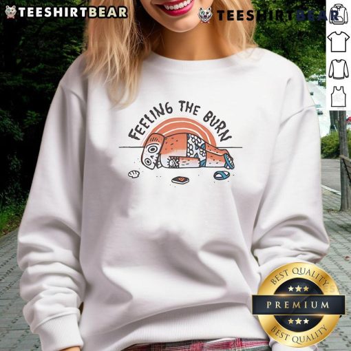 Cozy sweatshirt featuring 'Nice Feeling the Burn' design, perfect for beach days and sunburn recovery.