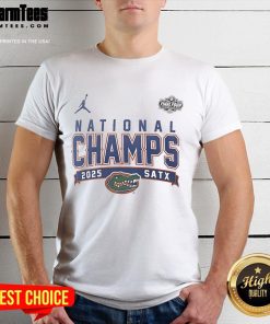 Florida Gators 2025 NCAA Men's Basketball National Champions T-Shirt showcasing team colors and logo for fans.