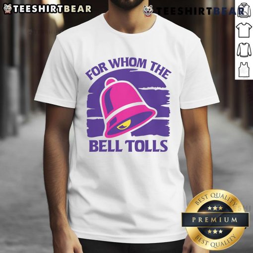 Alt Text: Nice For Whom The Bell Tolls T-Shirt featuring iconic book cover design, perfect for literature lovers and fans.