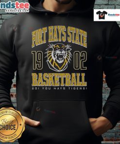 Cozy Fort Hays State Tigers basketball hoodie in black, featuring the team logo, perfect for fans and sports enthusiasts.