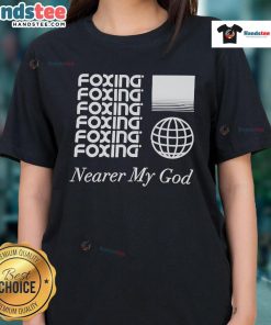 Stylish 'Nice Foxing Nearer My God' globe ladies tee featuring a trendy design, perfect for casual wear and fox lovers.