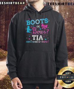 Gender reveal hoodie with 'Boots or Bows' design, perfect for celebrating the upcoming baby's gender.