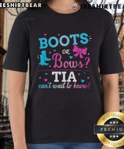 Nice gender reveal boots or bows tee for ladies, perfect for celebrating the exciting news of a babys gender!