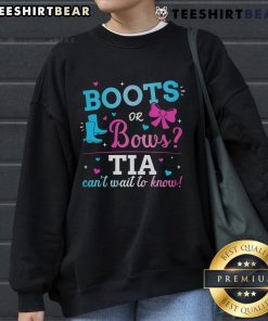 Nice gender reveal boots or bows sweatshirt, perfect for celebrating your baby's upcoming arrival with style and excitement.
