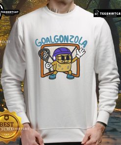 Cozy Nice Goalgonzola sweatshirt in navy blue, perfect for casual wear and sports enthusiasts.
