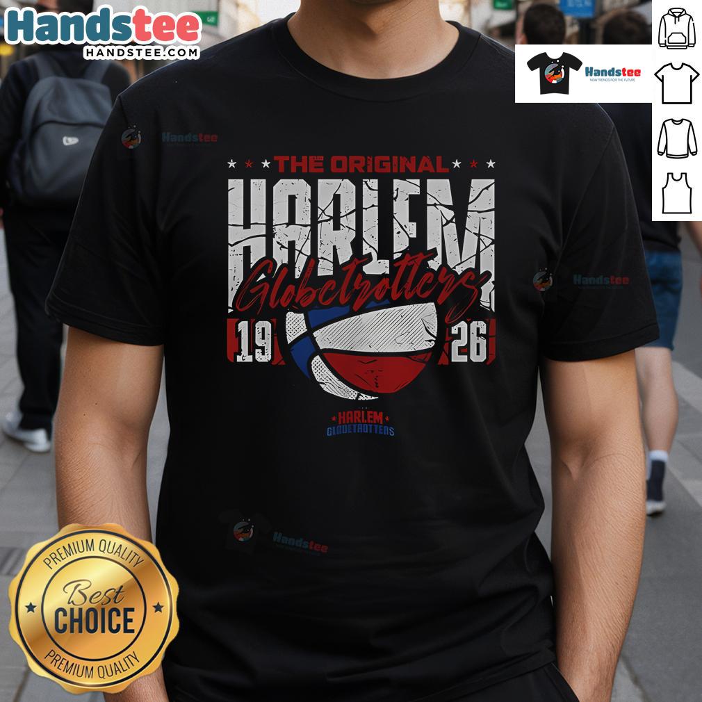 Nice Harlem Globetrotters Cracked Font 1926 T Shirt Harlem Globetrotters Cracked Font 1926 T-Shirt featuring vintage design and vibrant colors, perfect for basketball fans.
