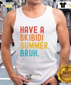 Funny teacher last day of school tank top featuring 'Nice Have A Skibidi Summer Bruh' design for summer vibes.