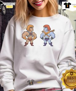 Nice He-Man and Faker sweatshirt featuring vibrant graphics of the iconic characters for fans and collectors.