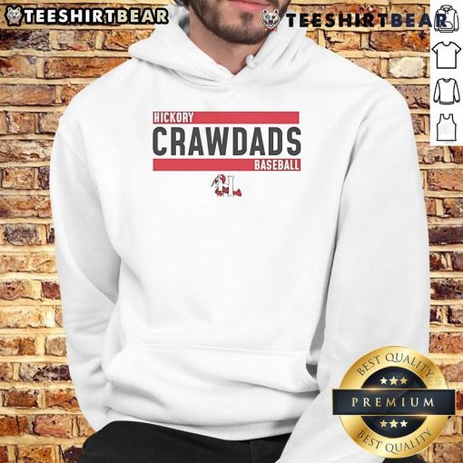 Nice Hickory Crawdads baseball logo hoodie featuring vibrant team colors and a stylish design for fans.
