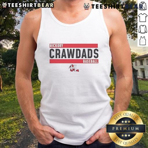 Nice Hickory Crawdads baseball logo tank top featuring vibrant team colors and design for fans and players.