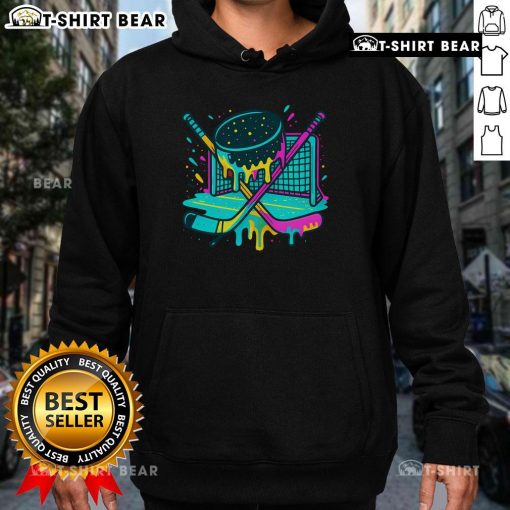 Cool Nice Hockey Ice Cream Drip Hoodie featuring vibrant colors and unique design for sports and casual wear.