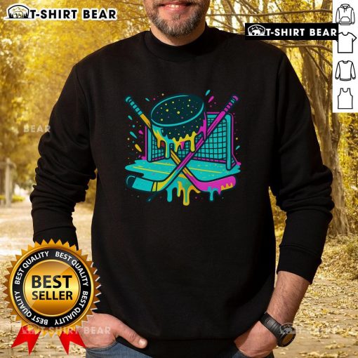 Nice Hockey Ice Cream Drip Sweatshirt featuring a colorful ice cream and hockey design, perfect for casual fans.