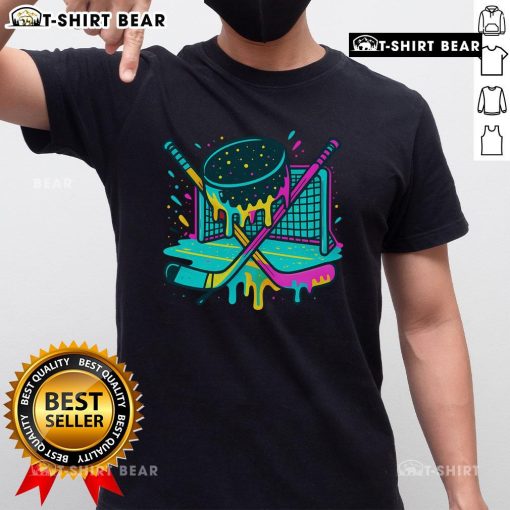 Nice Hockey Ice Cream Drip T-Shirt featuring a fun ice cream graphic for hockey enthusiasts, perfect for casual wear.
