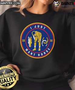 Alt Text: Nice I Just Want Horse Nikola Jokic sweatshirt featuring a playful design for basketball fans and horse lovers.