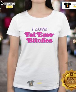Nice I Love Fat Emo Bitches ladies tee featuring bold graphic design and trendy style for emo fashion lovers.