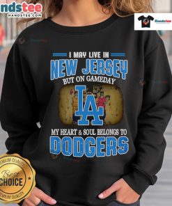 Alt Text: Dodgers sweatshirt showcasing pride for the team, perfect for game day in New Jersey.