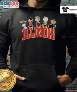 Alt Text: Cozy Snoopy hoodie featuring the Nice Illinois arch, perfect for casual wear and showcasing local pride.