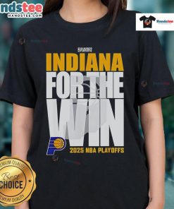 Womens Indiana Pacers playoff tee for 2025, featuring bold team graphics and a stylish design for fans.
