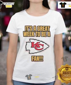 Stylish ladies tee celebrating Kansas City Chiefs fandom, perfect for game day or casual wear. Great week for Chiefs fans!