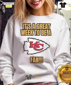 Cozy Kansas City Chiefs fan sweatshirt celebrating a great week for fans, featuring team colors and logo.