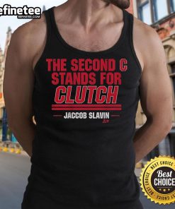 Nice Jaccob Slavin The Second C Stands For Clutch tank top featuring stylish design for hockey fans.