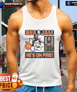 Jalen Brunson wearing a New York Knicks Homage NBA Jam tank top, showcasing team spirit and retro basketball style.