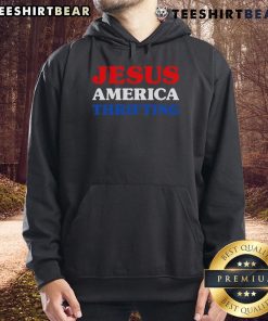 Nice Jesus America Thrifting Hoodie featuring a bold graphic design, perfect for casual and vintage style enthusiasts.