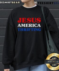 Nice Jesus America thrifting sweatshirt featuring a vintage design perfect for casual wear and thrift store finds.