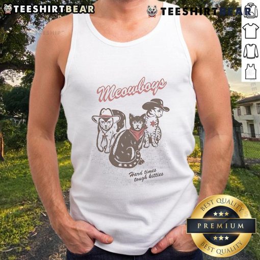 Nice Joywave Meowboys Hard Times Tough Kitties tank top featuring a playful cat design, perfect for casual wear.