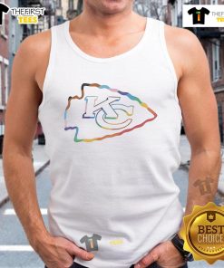 Alt Text: Pride tank top featuring the Kansas City Chiefs logo in vibrant colors, perfect for Chiefs fans and summer wear.