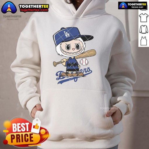 Nice Labubu Charlie Brown Los Angeles Dodgers hoodie featuring a playful design and vibrant team colors for fans.