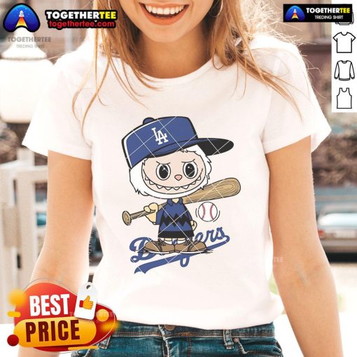 Nice Labubu Charlie Brown Los Angeles Dodgers ladies tee featuring a stylish design perfect for baseball fans.