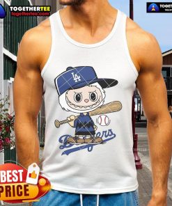 Nice Labubu Charlie Brown Los Angeles Dodgers tank top featuring a playful design perfect for baseball fans.