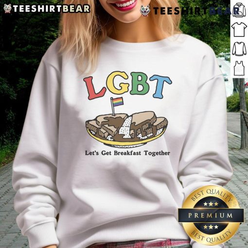 Colorful Nice LGBT 'Let's Get Breakfast Together' sweatshirt, perfect for pride events and casual outings.