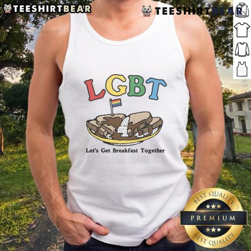 Nice LGBT Let's Get Breakfast Together tank top featuring vibrant colors and a fun design for pride and casual wear.