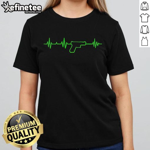 Nice Life Support Gun Heartbeat Ladies Tee featuring a stylish design perfect for medical professionals and casual wear.