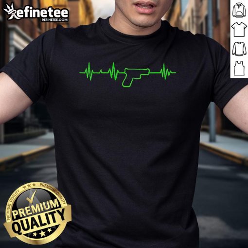 Nice Life Support Gun Heartbeat T-Shirt featuring a stylish design for medical professionals and enthusiasts.