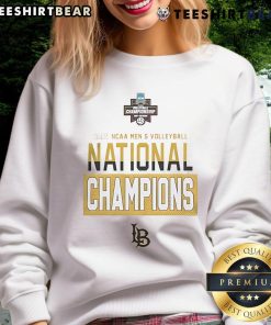2025 NCAA Men's Volleyball National Champions sweatshirt featuring Nice Long Beach State logo and vibrant team colors.