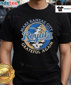 Nice Kansas City Royals X Grateful Dead Again Skull T-Shirt featuring a vibrant design blending sports and music culture.