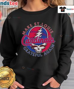 Alt Text: Cozy Nice Make St. Louis Cardinals Grateful Again Sweatshirt in red, perfect for baseball fans and team spirit.