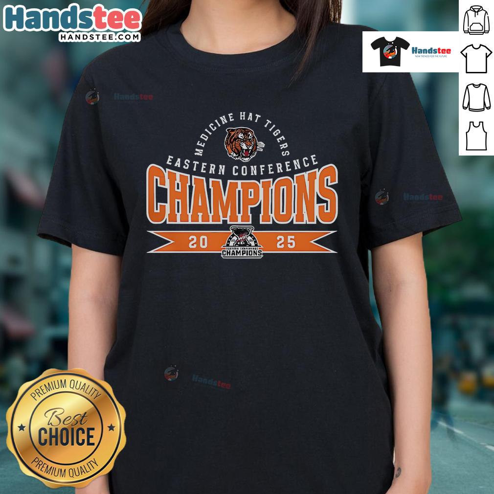 Nice Medicine Hat Tigers Eastern Conference Champions 2025 Ladies Tee Nice Medicine Hat Tigers Eastern Conference Champions 2025 ladies tee showcasing team pride and stylish design.